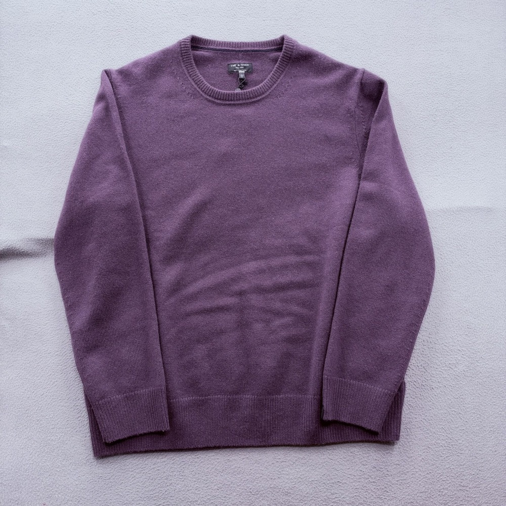 Rag & Bone Sweater Mens Large Purple Deep Plum Declan Cashmere Crew Pullover